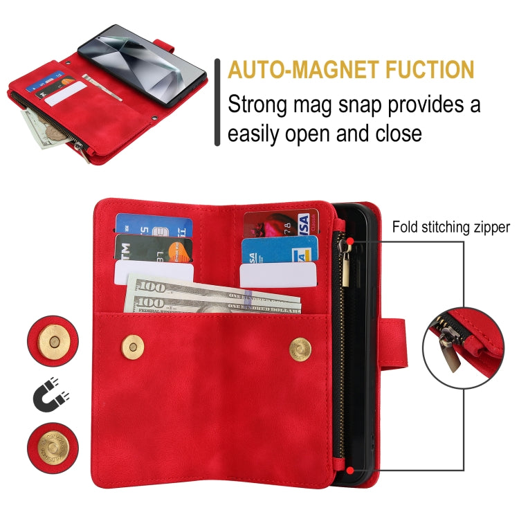 For Samsung Galaxy S24 Ultra Dream 9-Card Zipper Wallet RFID Leather Phone Case with Lanyard