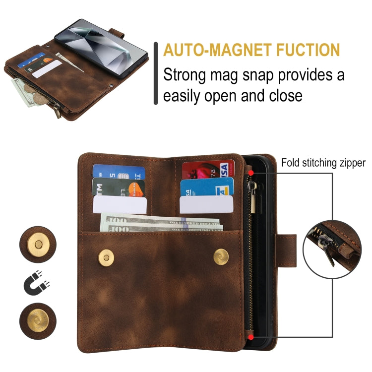 For Samsung Galaxy S24 Ultra Dream 9-Card Zipper Wallet RFID Leather Phone Case with Lanyard