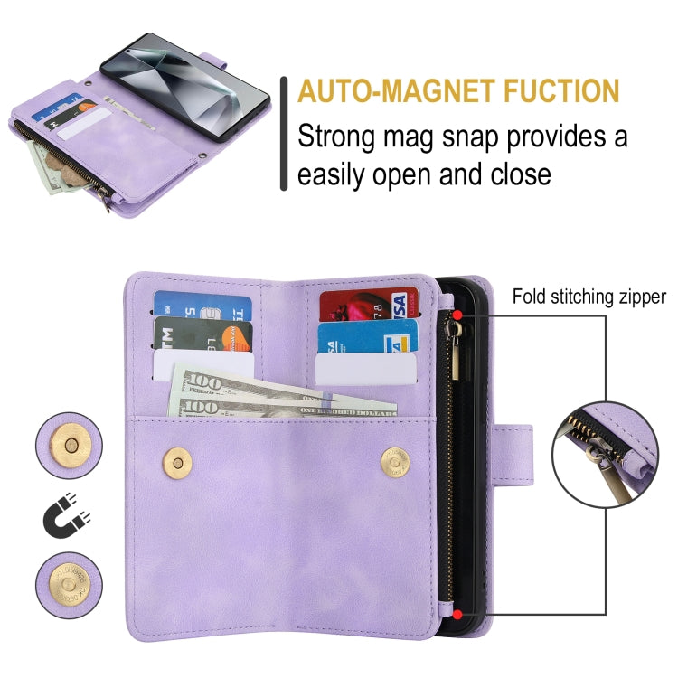 For Samsung Galaxy S24 Ultra Dream 9-Card Zipper Wallet RFID Leather Phone Case with Lanyard
