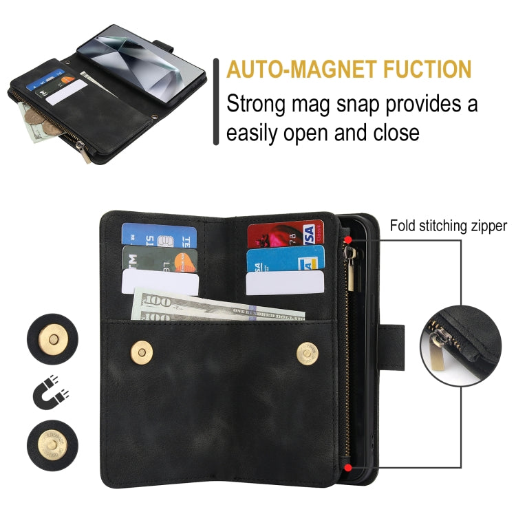For Samsung Galaxy S24 Ultra Dream 9-Card Zipper Wallet RFID Leather Phone Case with Lanyard