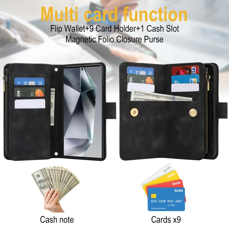 For Samsung Galaxy S24 Ultra Dream 9-Card Zipper Wallet RFID Leather Phone Case with Lanyard