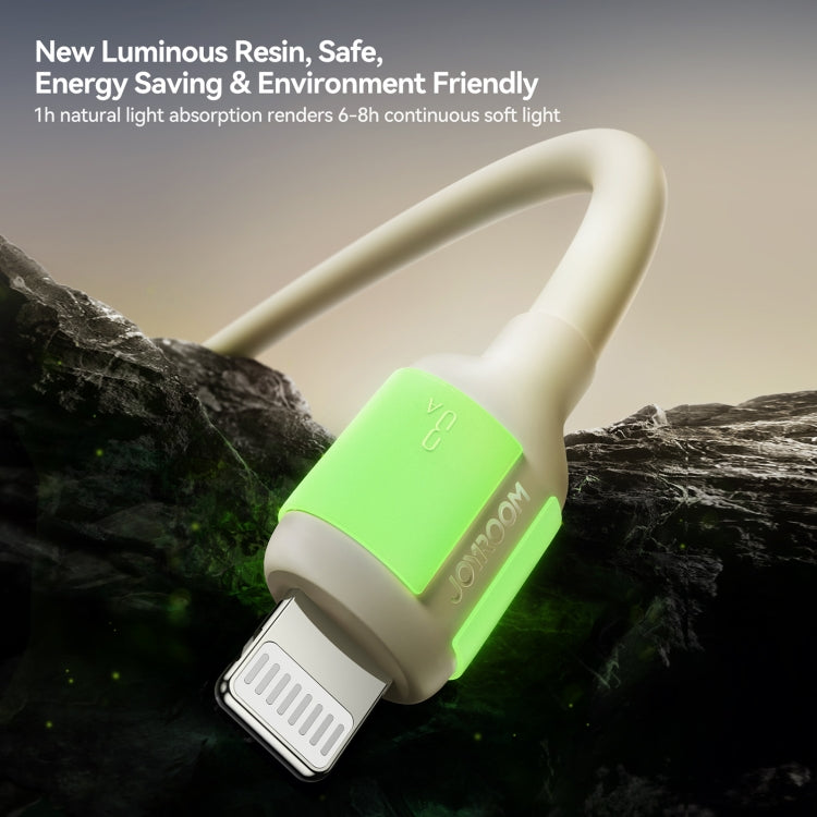 JOYROOM S-A53 Fluorescent Series 3A USB to 8 Pin Fast Charging Data Cable, Length:1.2m - Beige