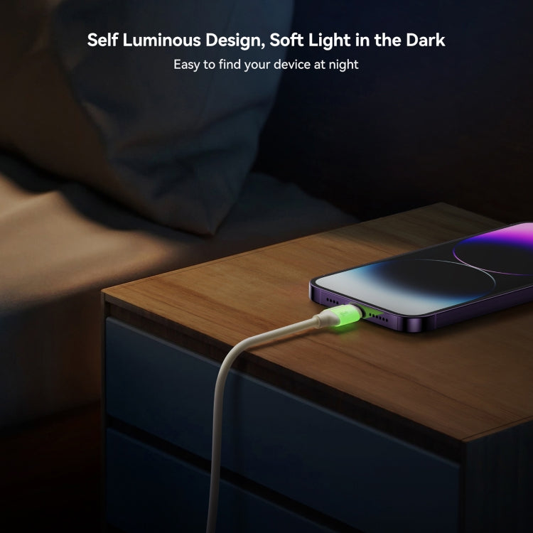 JOYROOM S-A53 Fluorescent Series 3A USB to 8 Pin Fast Charging Data Cable, Length:1.2m - Beige