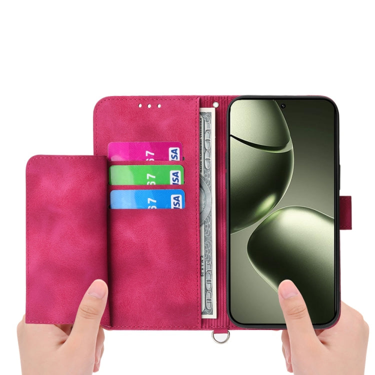 For Xiaomi 14T Skin Feel Flowers Embossed Wallet Leather Phone Case