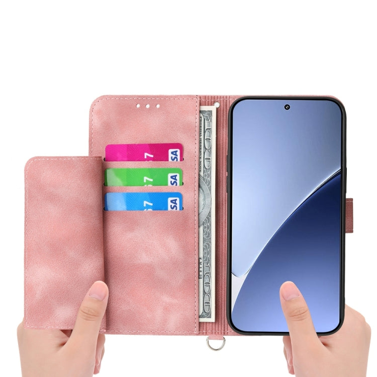 For Xiaomi 15 Skin Feel Flowers Embossed Wallet Leather Phone Case