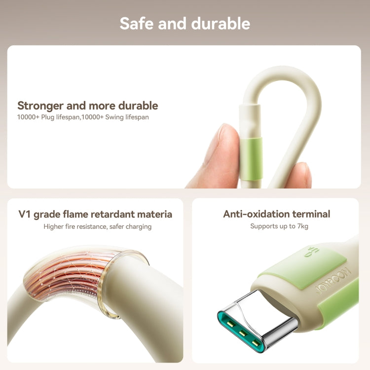 JOYROOM S-A53 Fluorescent Series 3A USB to Type-C Fast Charging Data Cable, Length:2m - Beige