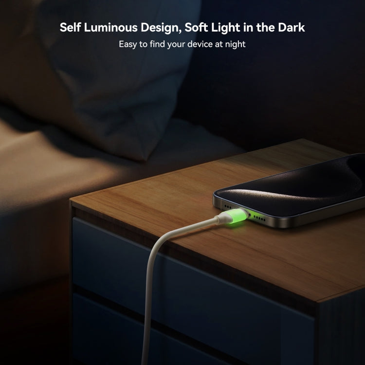 JOYROOM S-A53 Fluorescent Series 60W Type-C to Type-C Fast Charging Data Cable, Length:1.2m - Beige