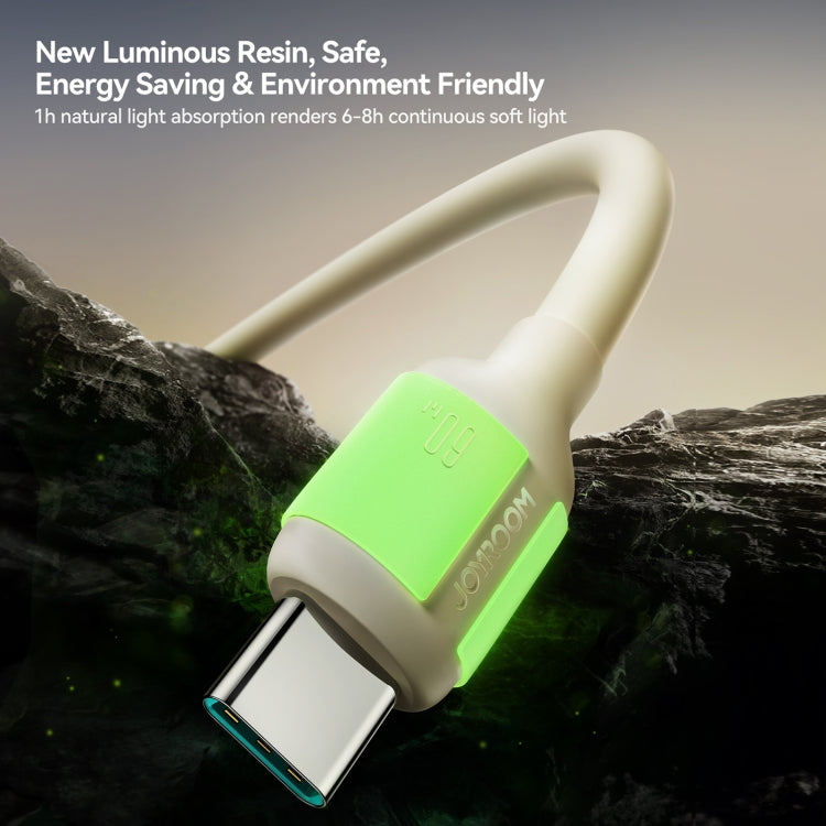 JOYROOM S-A53 Fluorescent Series 60W Type-C to Type-C Fast Charging Data Cable, Length:2m - Beige