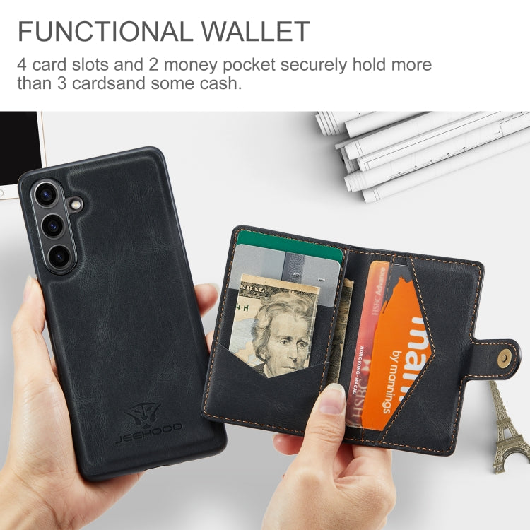 For Samsung Galaxy S24 FE 5G JEEHOOD J01 Retro Magnetic Detachable Wallet Phone Case