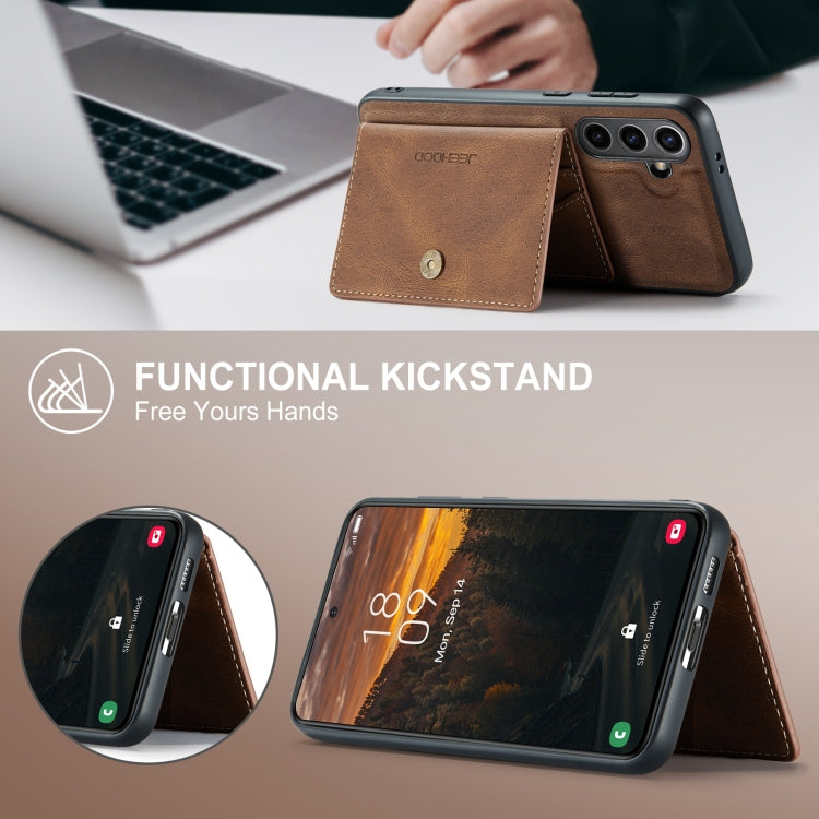 For Samsung Galaxy S24 FE 5G JEEHOOD J01 Retro Magnetic Detachable Wallet Phone Case