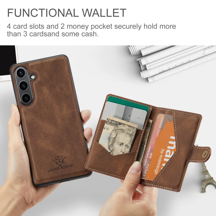For Samsung Galaxy S24 FE 5G JEEHOOD J01 Retro Magnetic Detachable Wallet Phone Case