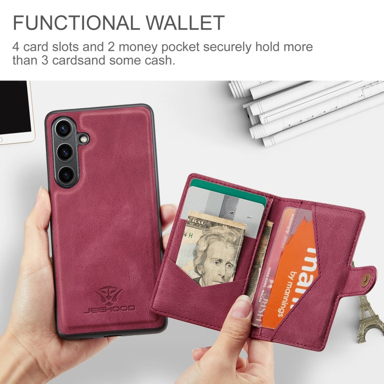 For Samsung Galaxy S24 FE 5G JEEHOOD J01 Retro Magnetic Detachable Wallet Phone Case