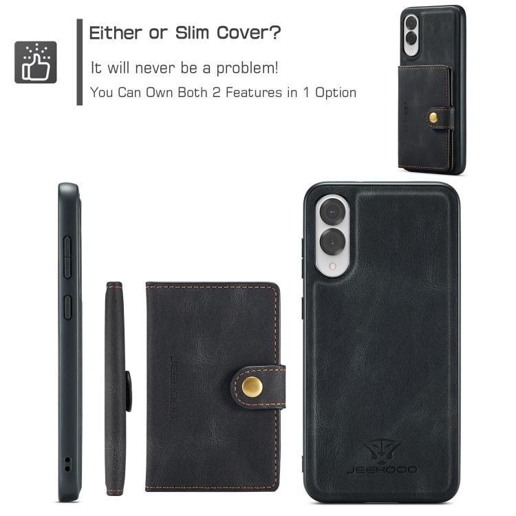 For Samsung Galaxy S25 Edge 5G JEEHOOD J01 Retro Magnetic Detachable Wallet Phone Case