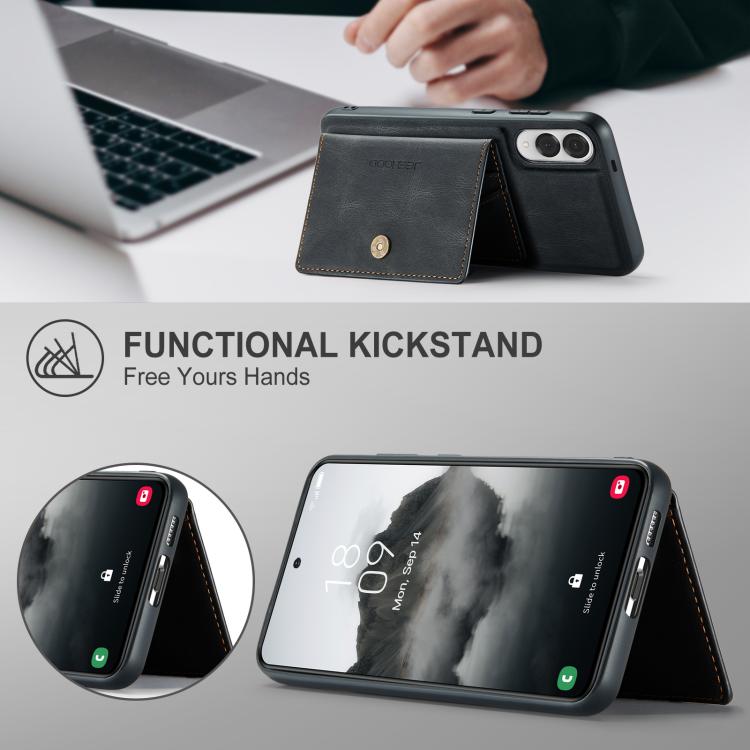 For Samsung Galaxy S25 Edge 5G JEEHOOD J01 Retro Magnetic Detachable Wallet Phone Case