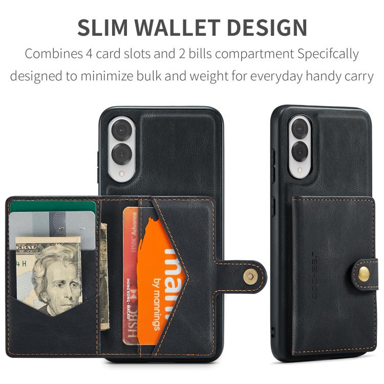 For Samsung Galaxy S25 Edge 5G JEEHOOD J01 Retro Magnetic Detachable Wallet Phone Case