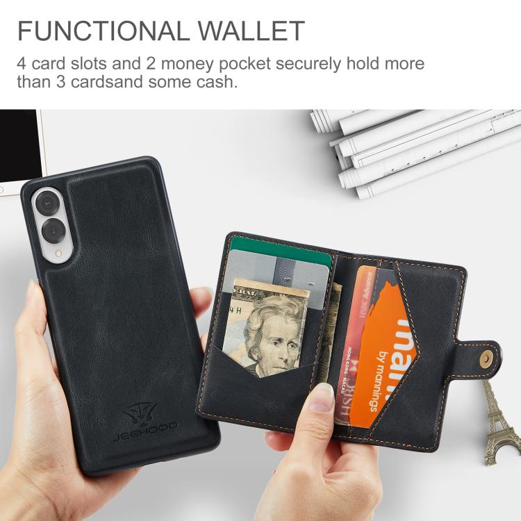 For Samsung Galaxy S25 Edge 5G JEEHOOD J01 Retro Magnetic Detachable Wallet Phone Case
