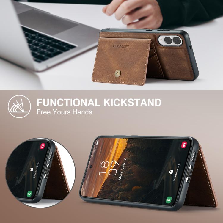 For Samsung Galaxy S25 Edge 5G JEEHOOD J01 Retro Magnetic Detachable Wallet Phone Case