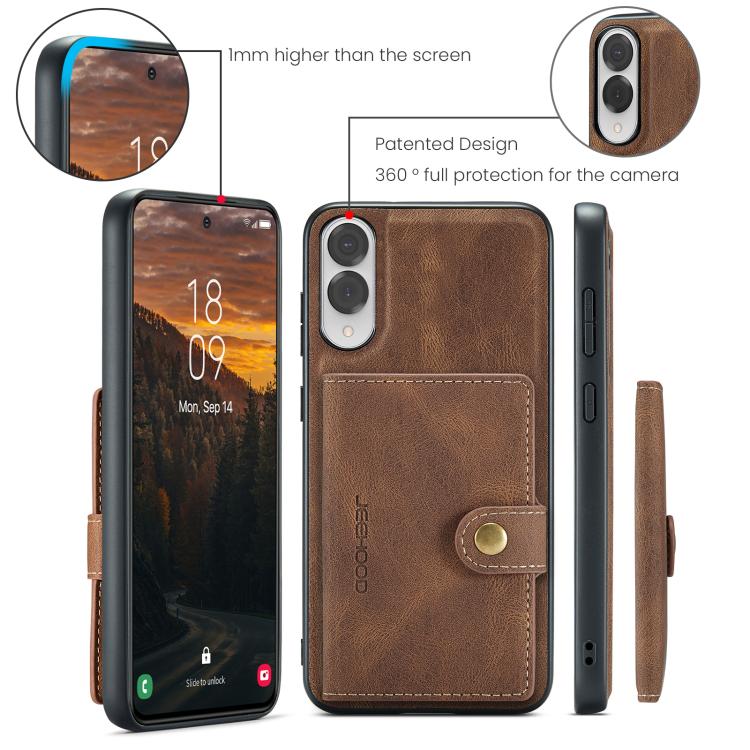 For Samsung Galaxy S25 Edge 5G JEEHOOD J01 Retro Magnetic Detachable Wallet Phone Case
