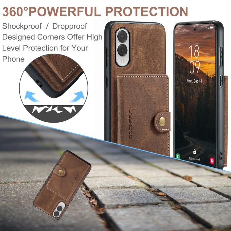 For Samsung Galaxy S25 Edge 5G JEEHOOD J01 Retro Magnetic Detachable Wallet Phone Case