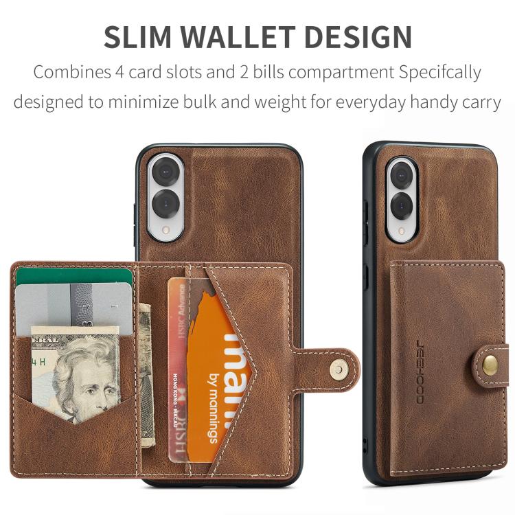For Samsung Galaxy S25 Edge 5G JEEHOOD J01 Retro Magnetic Detachable Wallet Phone Case
