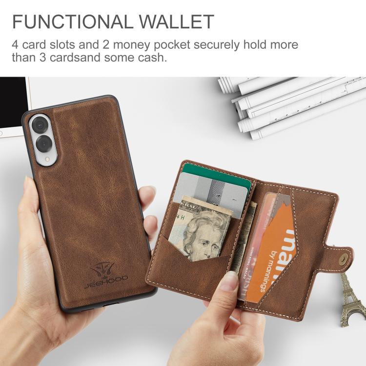 For Samsung Galaxy S25 Edge 5G JEEHOOD J01 Retro Magnetic Detachable Wallet Phone Case