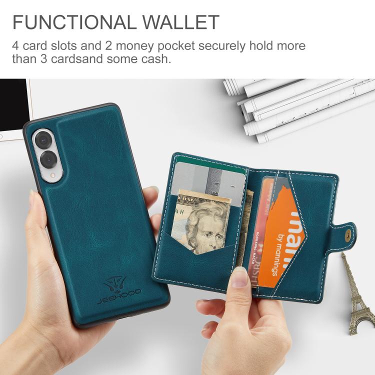 For Samsung Galaxy S25 Edge 5G JEEHOOD J01 Retro Magnetic Detachable Wallet Phone Case