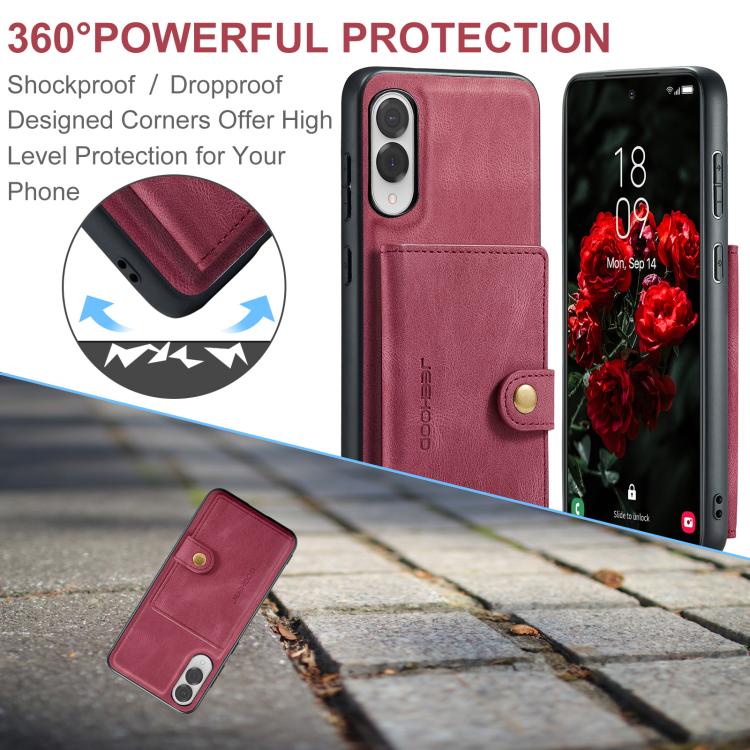 For Samsung Galaxy S25 Edge 5G JEEHOOD J01 Retro Magnetic Detachable Wallet Phone Case