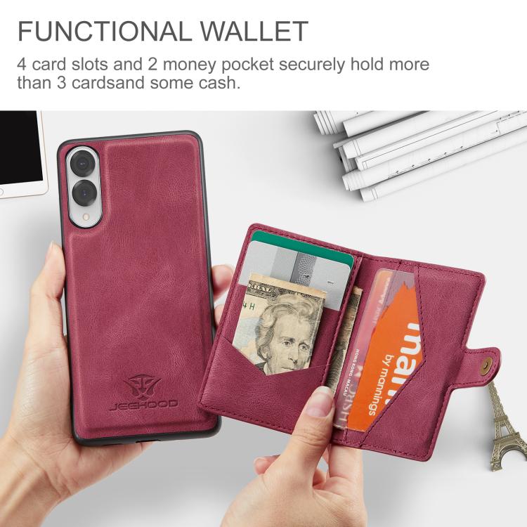 For Samsung Galaxy S25 Edge 5G JEEHOOD J01 Retro Magnetic Detachable Wallet Phone Case
