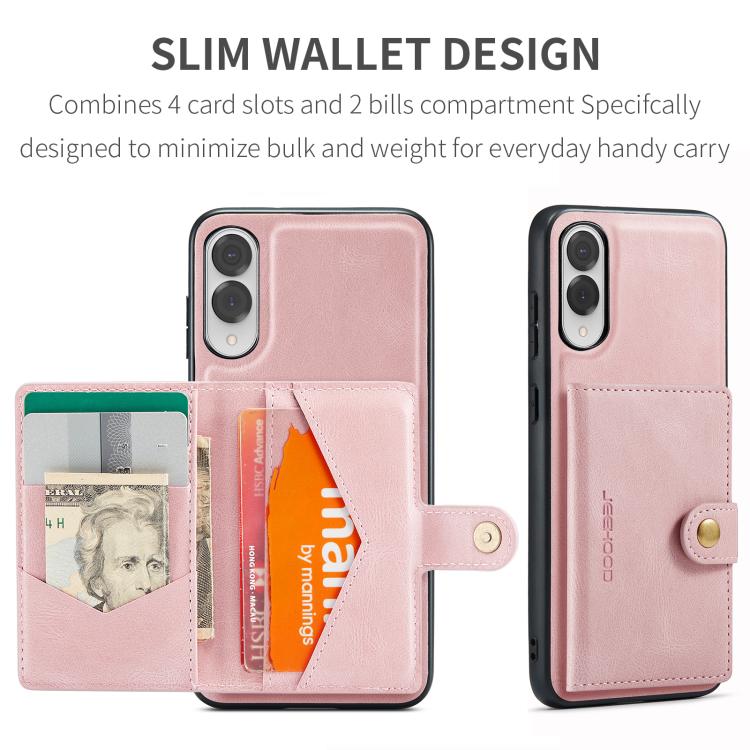 For Samsung Galaxy S25 Edge 5G JEEHOOD J01 Retro Magnetic Detachable Wallet Phone Case