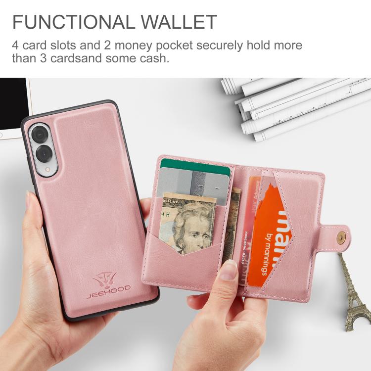 For Samsung Galaxy S25 Edge 5G JEEHOOD J01 Retro Magnetic Detachable Wallet Phone Case