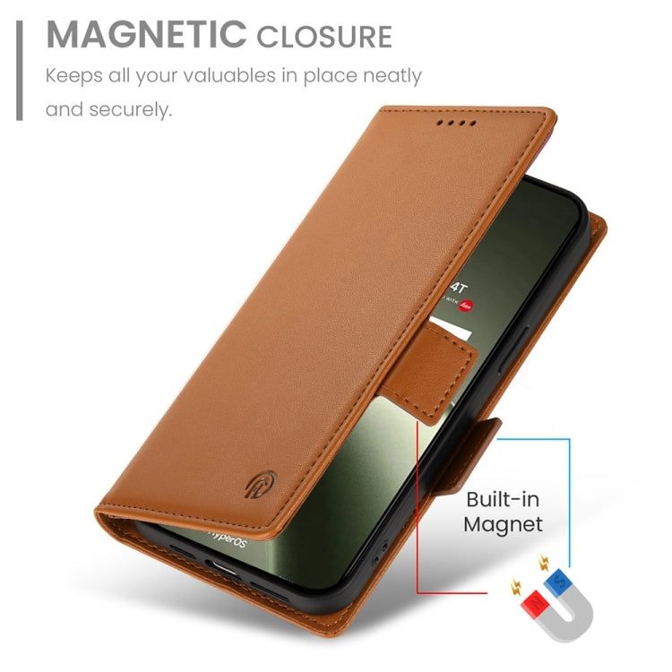 For Xiaomi 14T Side Buckle Magnetic Frosted Leather Phone Case