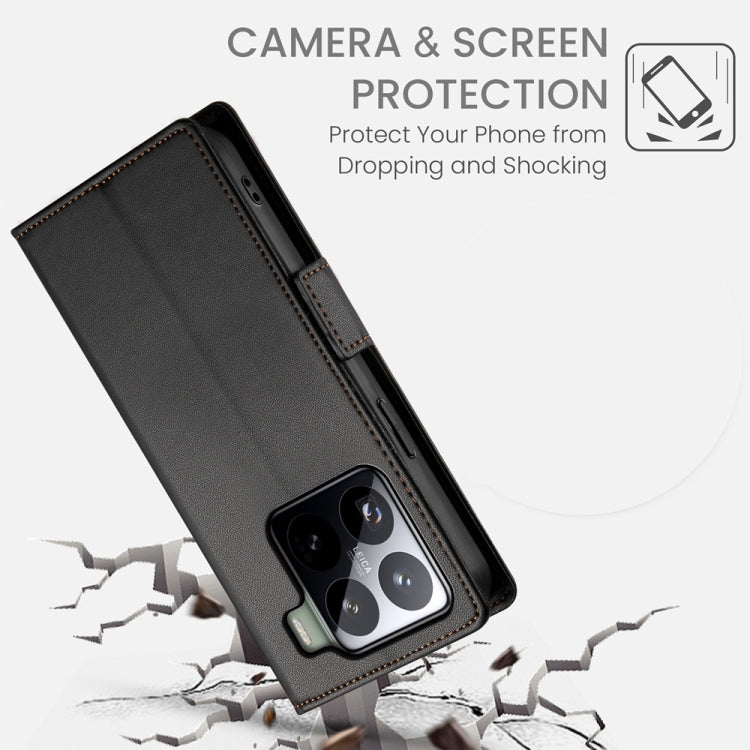 For Xiaomi 15 Side Buckle Magnetic Frosted Leather Phone Case