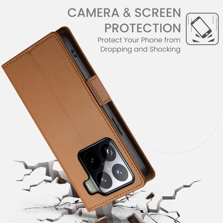 For Xiaomi 15 Side Buckle Magnetic Frosted Leather Phone Case
