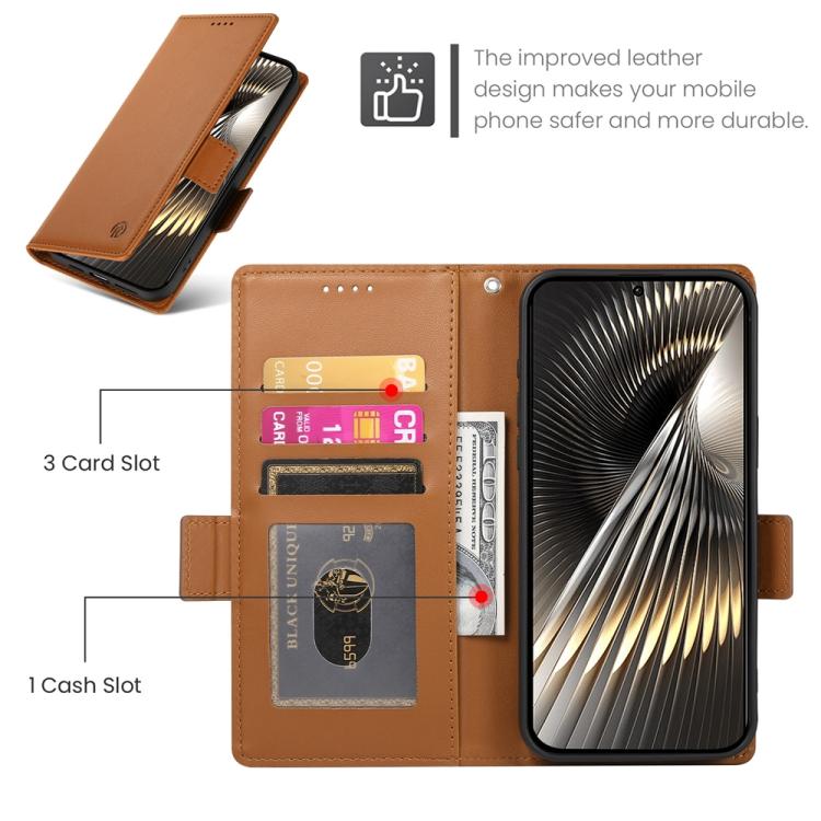 For Xiaomi Poco X7 Pro / Redmi Turbo 4 Side Buckle Magnetic Frosted Leather Phone Case
