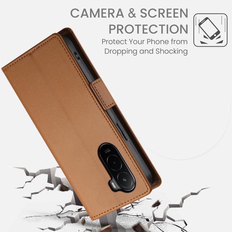 For Xiaomi Poco M7 4G 169mm Side Buckle Magnetic Frosted Leather Phone Case