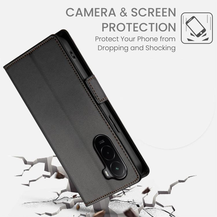 For Xiaomi Poco M7 4G 171mm Side Buckle Magnetic Frosted Leather Phone Case