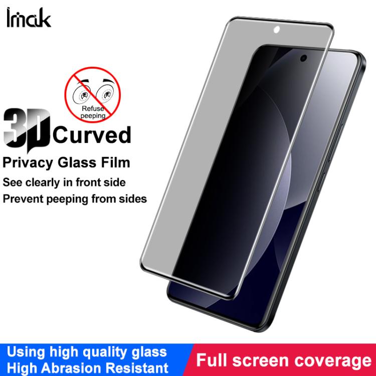 For Redmi Note 15 Pro 4G Global 163.2mm imak 3D Curved Privacy Full Screen Tempered Glass Film