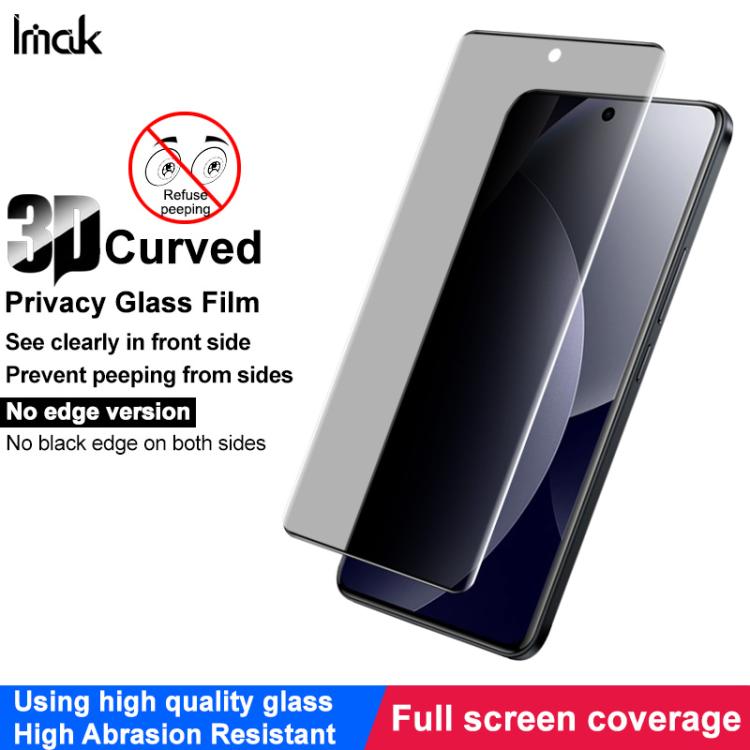 For Redmi Note 15 Pro 4G Global 163.2mm imak No Edge Version 3D Curved Privacy Full Screen Tempered Glass Film