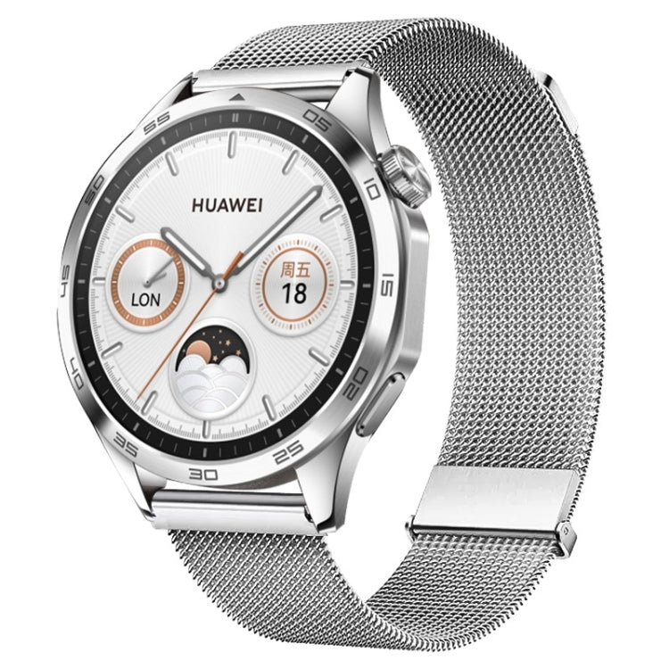 For Huawei Watch GT5 46mm Daul-section Magnetic Milan Steel Mesh Watch Band