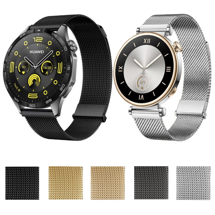 For Huawei Watch GT5 46mm Daul-section Magnetic Milan Steel Mesh Watch Band