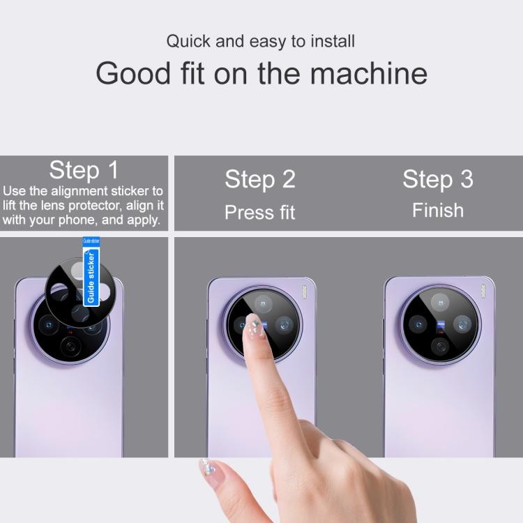 For vivo X200s imak Rear Camera Lens Glass Film Black Version