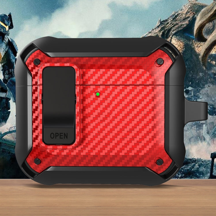 For AirPods 4 Bumblebee Carbon Fiber Shockproof Protective Case with Switch