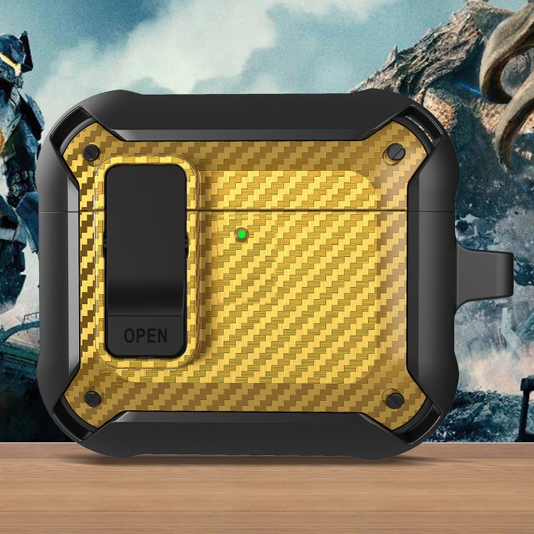 For AirPods 4 Bumblebee Carbon Fiber Shockproof Protective Case with Switch