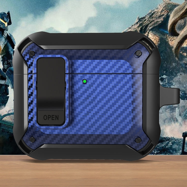 For AirPods 4 Bumblebee Carbon Fiber Shockproof Protective Case with Switch