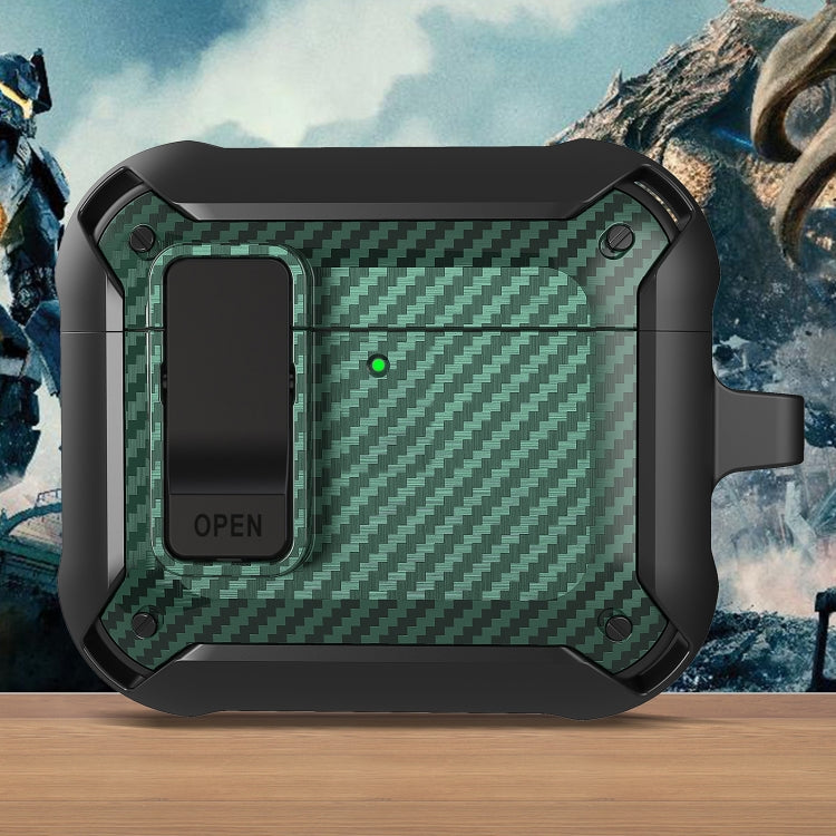 For AirPods 4 Bumblebee Carbon Fiber Shockproof Protective Case with Switch
