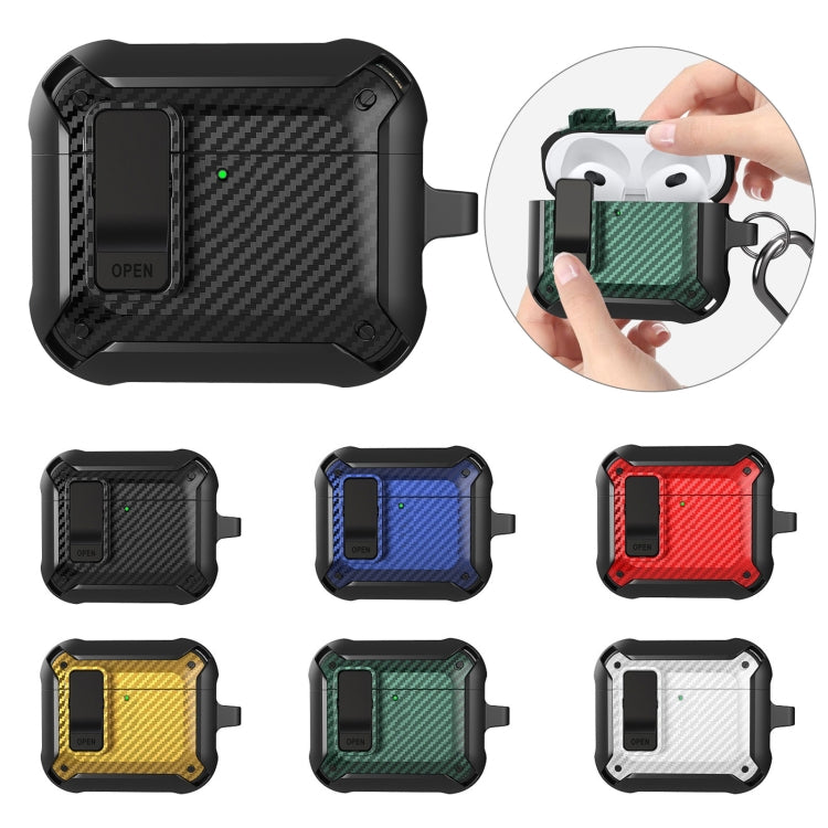For AirPods 4 Bumblebee Carbon Fiber Shockproof Protective Case with Switch