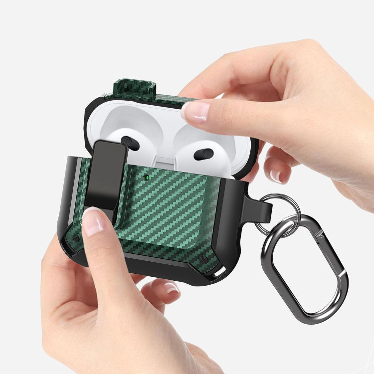 For AirPods 4 Bumblebee Carbon Fiber Shockproof Protective Case with Switch