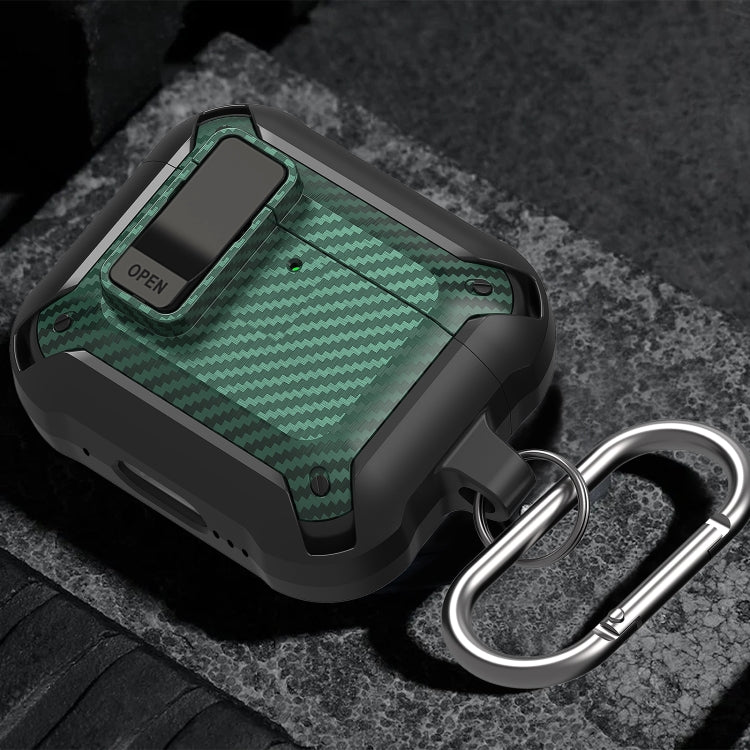For AirPods 4 Bumblebee Carbon Fiber Shockproof Protective Case with Switch