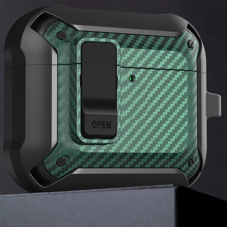 For AirPods 4 Bumblebee Carbon Fiber Shockproof Protective Case with Switch
