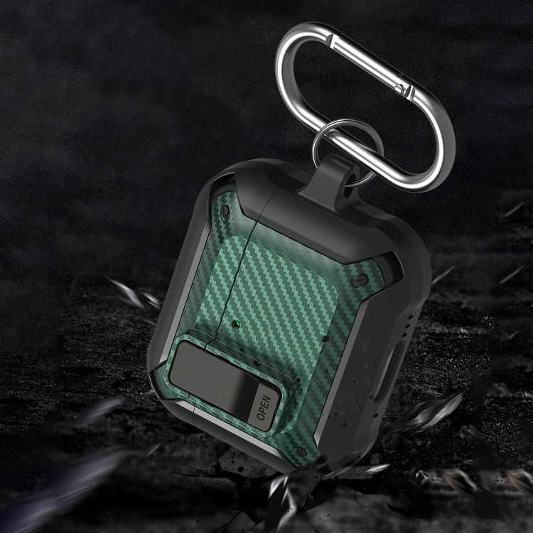 For AirPods 4 Bumblebee Carbon Fiber Shockproof Protective Case with Switch